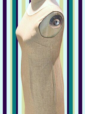 Petite Sophisticate- Casual Women's Dress | Tan Linen Blend | Sleeveless | Sze 0
